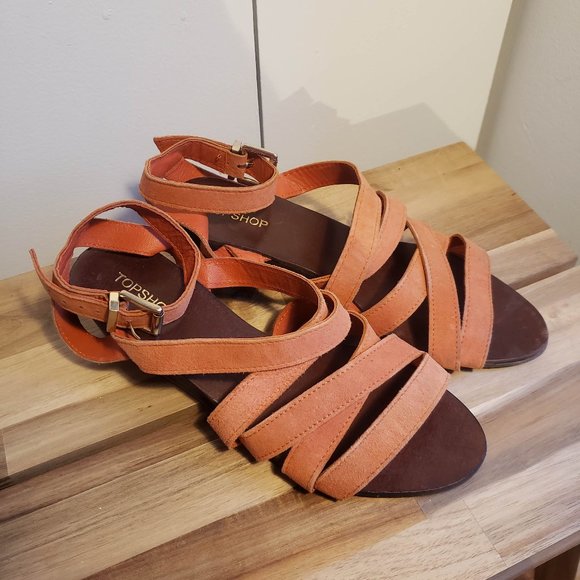 Zara Suede Sandals Orange - Picture 1 of 4